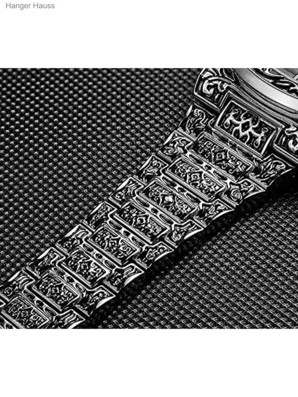 Men's Retro Tattoo Pattern Stainless Steel Quartz Wrist Watch Waterproof